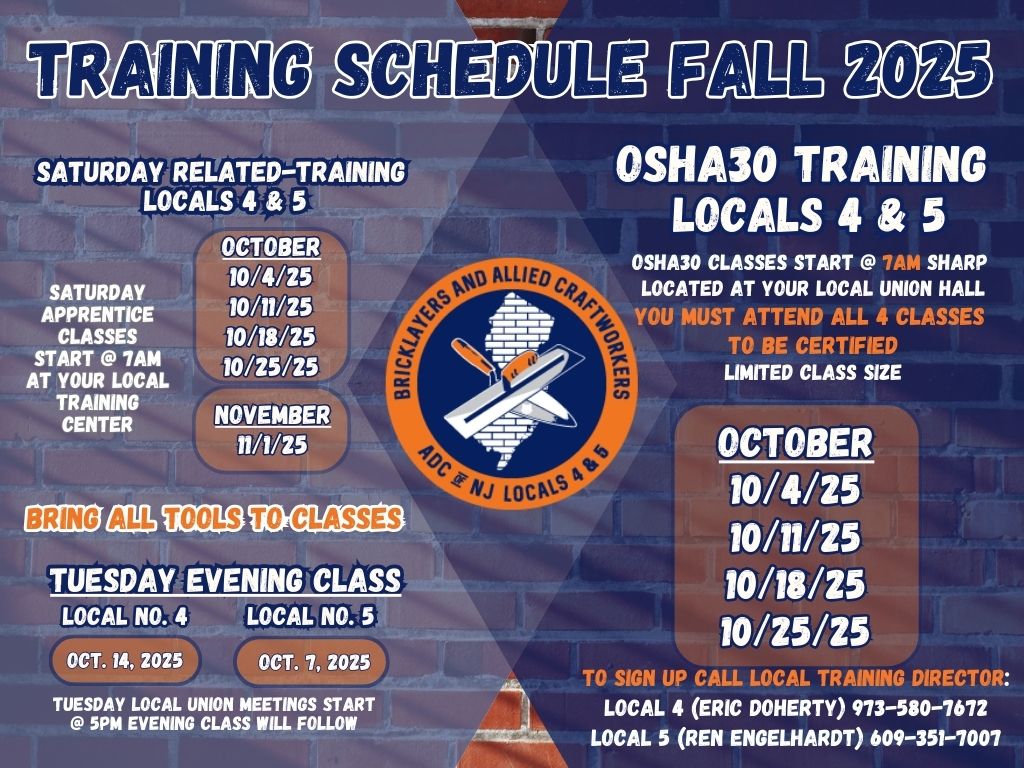 Fall 2025 Training Schedule